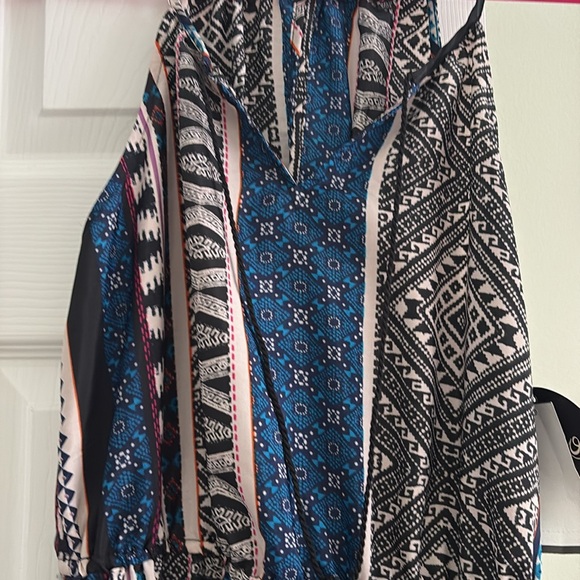 Bebop Blue sleeveless halter sundress for casual wear, Juniors M - Picture 2 of 6